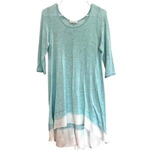 Mint with white sheer hemline light sweater tunic top size medium